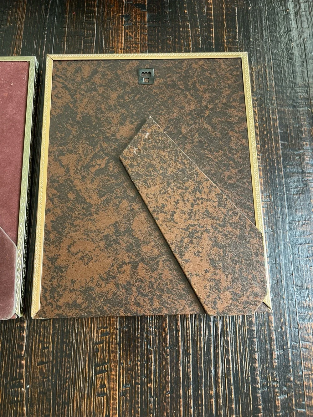 2 Vtg MCM Gold Tone Metal Embossed Photo Picture Frames Hollywood Regency